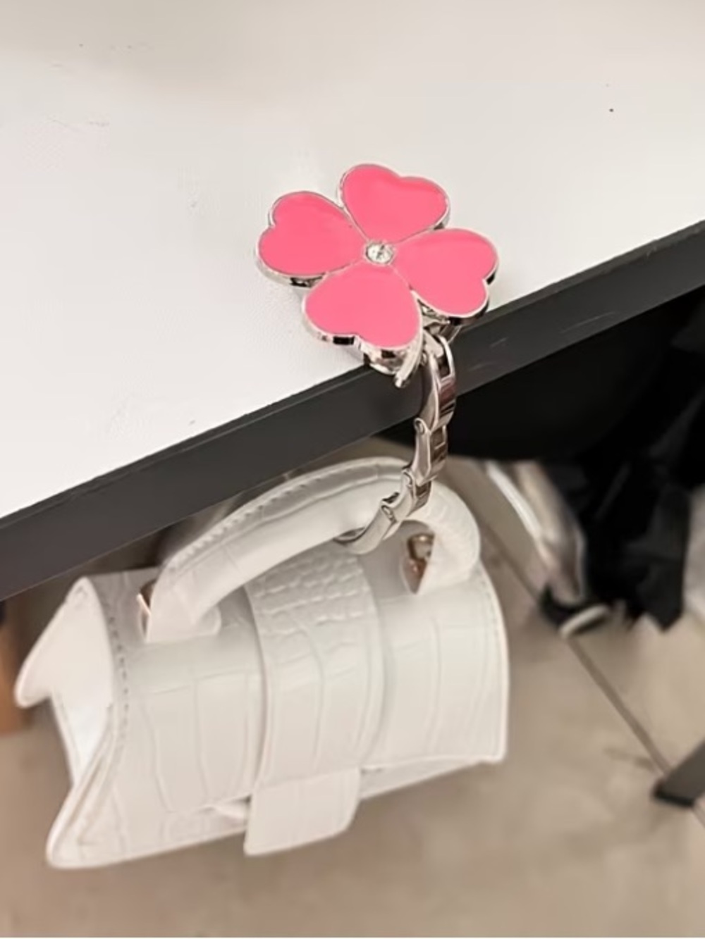 Pink Clover Purse Hook Handbag Hanger